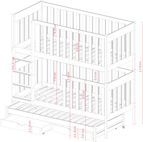 EMILKA 90x190 pine bunk bed Lano Furniture