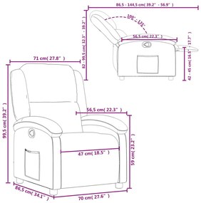 Καρέκλα Ανακλινόμενη Ανοιχτό Γκρι Βελούδινη - Γκρι