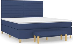 vidaXL Κρεβάτι Boxspring με Στρώμα Μπλε 160x200 εκ. Υφασμάτινο