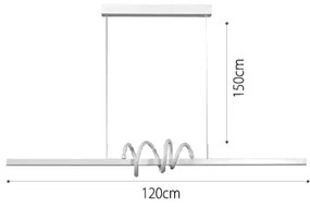 InLight Κρεμαστό φωτιστικό LED 40W 3CCT (by switch on base) σε λευκό χρώμα D:120cm (6075-WH)