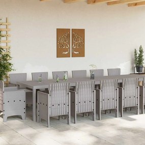 vidaXL Σέτ φαγητού για κήπο 15 pcs Ανοιχτό γκρι Rattan Polt