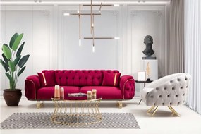 Stewehome Σετ Καναπέδων 3+3+1 Φούξια &amp;amp; Γκρι 225x85x95 cm