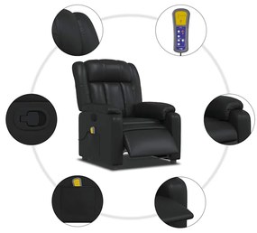 vidaXL Πολυθρόνα Μασάζ Ανακλινόμενη Μαύρη από Συνθετικό Δέρμα