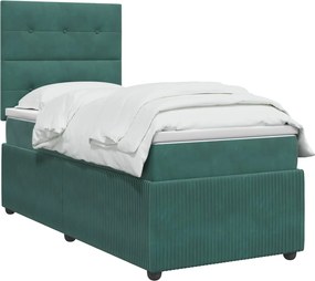vidaXL Κρεβάτι box spring με στρώμα Σκούρο Πράσινο 100 x 200 cm