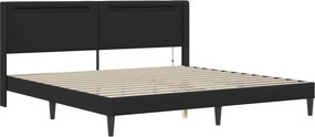 vidaXL Σκελετός κρεβατιού με στρώμα Μαύρο 180 x 200 cm Τεχνητό Δέρμα