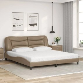 vidaXL Κρεβάτι με Στρώμα Hvar Καπουτσίνο 180x200 εκ. Συνθ. Δέρμα