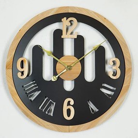 Ρολόι Τοίχου 753-10030 60x4,5x60cm Black-Natural Estheti Home Μέταλλο