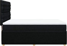 vidaXL Κρεβάτι Boxspring με Στρώμα Μαύρο 140x190 εκ. Υφασμάτινο