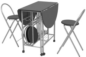 vidaXL Σετ Τραπεζαρίας Πτυσσόμενο Πέντε Τεμαχίων από MDF Μαύρο