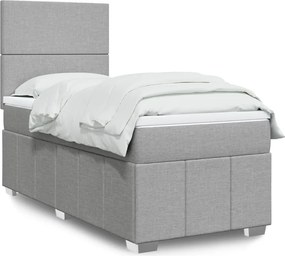 vidaXL Κρεβάτι Boxspring με Στρώμα Ανοιχτό Γκρι 80x200 εκ. Υφασμάτινο