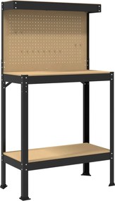 vidaXL Εργαστηριακός πάγκος με ράφι Μαύρο 81 x 41 x 145 εκ.