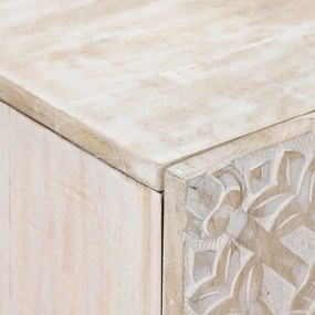 vidaXL Πλαϊνό γραφείο Λευκό 90 x 33,5 x 75 εκ Στερεό ξύλο μάνγκο