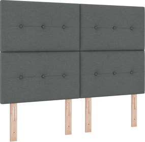 vidaXL LED Κρεβάτι με βάθρο Σκούρο Γκρι 140 x 200 cm ύφασμα
