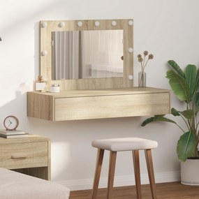 vidaXL Κρεμαστό Τραπέζι Καθρέφτη  με Φωτισμό LED σε Δρυς Sonoma