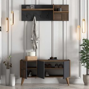 Stewehome Έπιπλο Εισόδου Λευκό με Κρεμάστρες &amp;amp; Ντουλάπι 120x35x60 cm