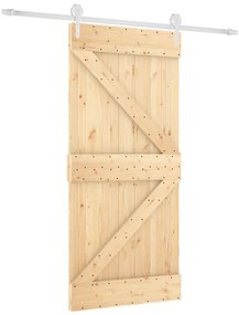 vidaXL Συρόμενη Μεσόπορτα με Μηχανισμό 95 x 210 εκ. Μασίφ Ξύλο Πεύκου
