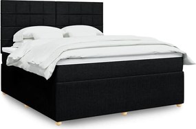 vidaXL Κρεβάτι Boxspring με Στρώμα Μαύρο 180x200 εκ. Υφασμάτινο