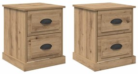 vidaXL Κομοδίνο με συρτάρι 2 pcs artisan δρυς 39 x 39 x 47.5 εκ