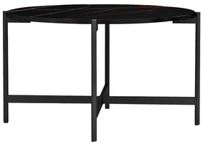 Τραπεζάκι σαλονιού Aisle μελαμίνης μαύρο μαρμάρου-μαύρο μέταλλο Φ80x45εκ 80x80x45 εκ.