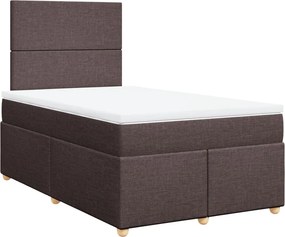 vidaXL Κρεβάτι Boxspring με Στρώμα Σκούρο Καφέ 120x200 εκ. Υφασμάτινο