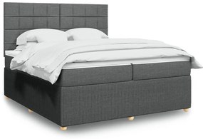 vidaXL Κρεβάτι Boxspring με Στρώμα Σκούρο Γκρι 200x200 εκ. Υφασμάτινο