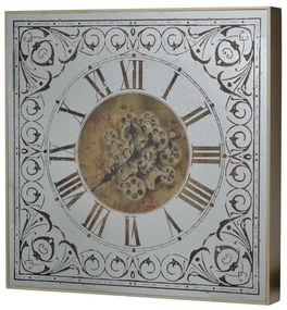 Artekko Clock Ρολόι Τοίχου με Καθρέφτη MDF Γυαλί Χρυσό Ασημί (82x10x82)cm Artekko 38536-5