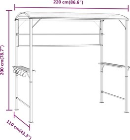 vidaXL Κιόσκι με Οροφή Κρεμ 220 x 110 x 200 εκ.