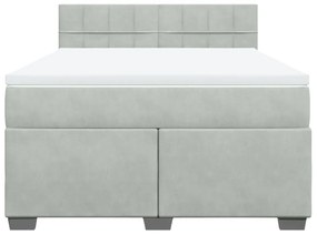 vidaXL Κρεβάτι Boxspring με Στρώμα Ανοιχτό Γκρι 140x200 εκ. Βελούδινο