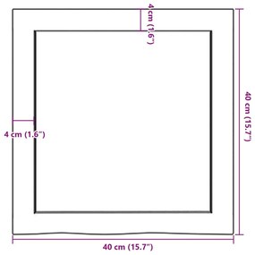 Ράφι Τοίχου 40x40x(2-4) εκ. από Ακατέργαστο Μασίφ Ξύλο Δρυός - Καφέ