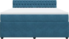 vidaXL Κρεβάτι Boxspring με Στρώμα Μπλε 180x200 εκ. Βελούδινο