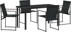 vidaXL Σέτ φαγητού για κήπο 5 pcs Μαύρο Textilene και Χάλυβας