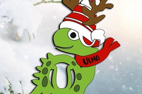 Σετ των 3 Intra απο ξύλο plywood 3mm-4mm πάχος Χριστουγεννιάτικο Dino U Letter Holiday Δίασταση 8x8 cm INTRAFABR-111730067