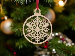 Σετ των 3 Intra απο ξύλο plywood 3mm-4mm πάχος – Χριστουγεννιάτικο μπιχλιμπίδι με νιφάδα χιονιού 15x15 cm INTRAVECTRY-MY545664