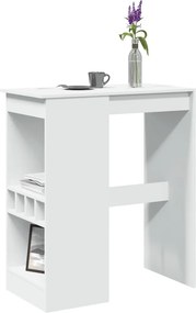 vidaXL Τραπέζι Μπαρ με Ράφια Λευκό 90x47,5x103,5 εκ. Επεξεργ. Ξύλο