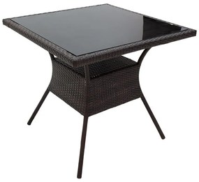 Τραπέζι Laura pakoworld μέταλλο-pe rattan καφέ 80x80x75εκ