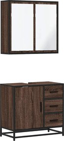 vidaXL Σετ Επίπλων Μπάνιου 2 Τεμαχίων Καφέ Δρυς από Τεχν. Ξύλο