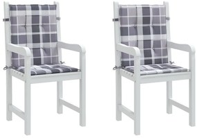 vidaXL Μαξιλάρια Καρέκλας Κήπου Πλάτη 2τεμ Γκρι Καρό 100x50x3εκ Oxford