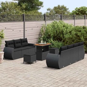 vidaXL Σετ Καναπέ Κήπου 10 pcs Μαύρο συνθετικό ρατάν