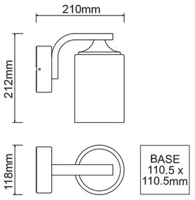 E27 WALL LUMINAIRE 230V AC DARK GREY IP54 MAX.60W