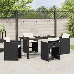 vidaXL Σέτ φαγητού για κήπο με μαξιλάρι 5 pcs Μαύρο Πολυ ράταν