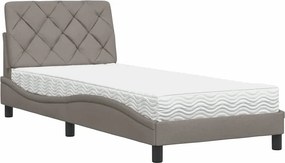 vidaXL Κρεβάτι με Στρώμα Taupe 90x190 εκ.Υφασμάτινο