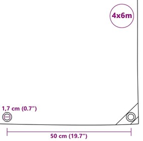 vidaXL Μουσαμάς Μαύρος 650 γρ./μ.² 4 x 6 μ.