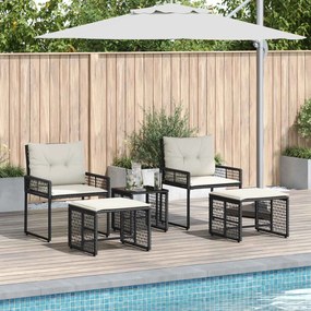 vidaXL Σετ Εξωτερικών Επίπλων με μαξιλάρι 5 pcs Μαύρο και Λευκό