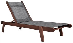 Professional Sunbed Oak Creta Walnut and Grey Cover  202,5x66,5x30,5cm