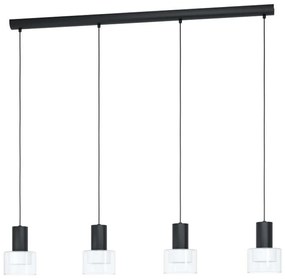 Φωτιστικό Οροφής - Ράγα 39726 Molineros GU10/4 Black-Clear Eglo Metal, Glass