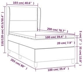 Κρεβάτι Boxspring με Στρώμα Γκρι 100x200εκ. από Συνθετικό Δέρμα - Γκρι