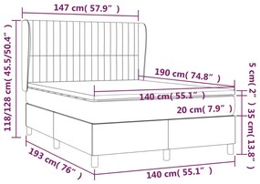 vidaXL Κρεβάτι Boxspring με Στρώμα Taupe 140x190 εκ. Υφασμάτινο