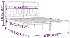 ΠΛΑΙΣΙΟ ΚΡΕΒΑΤΙΟΥ ΜΕ ΚΕΦΑΛΑΡΙ ΛΕΥΚΟ 140X190 ΕΚ. ΜΕΤΑΛΛΙΚΟ 377166