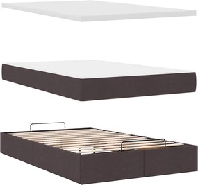 vidaXL Ottoman Κρεβάτι με Στρώμα Σκούρο Καφέ 120x200cm Ύφασμα