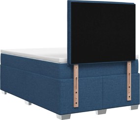 vidaXL Κρεβάτι box spring με στρώμα Μπλε 120 x 200 cm Ύφασμα